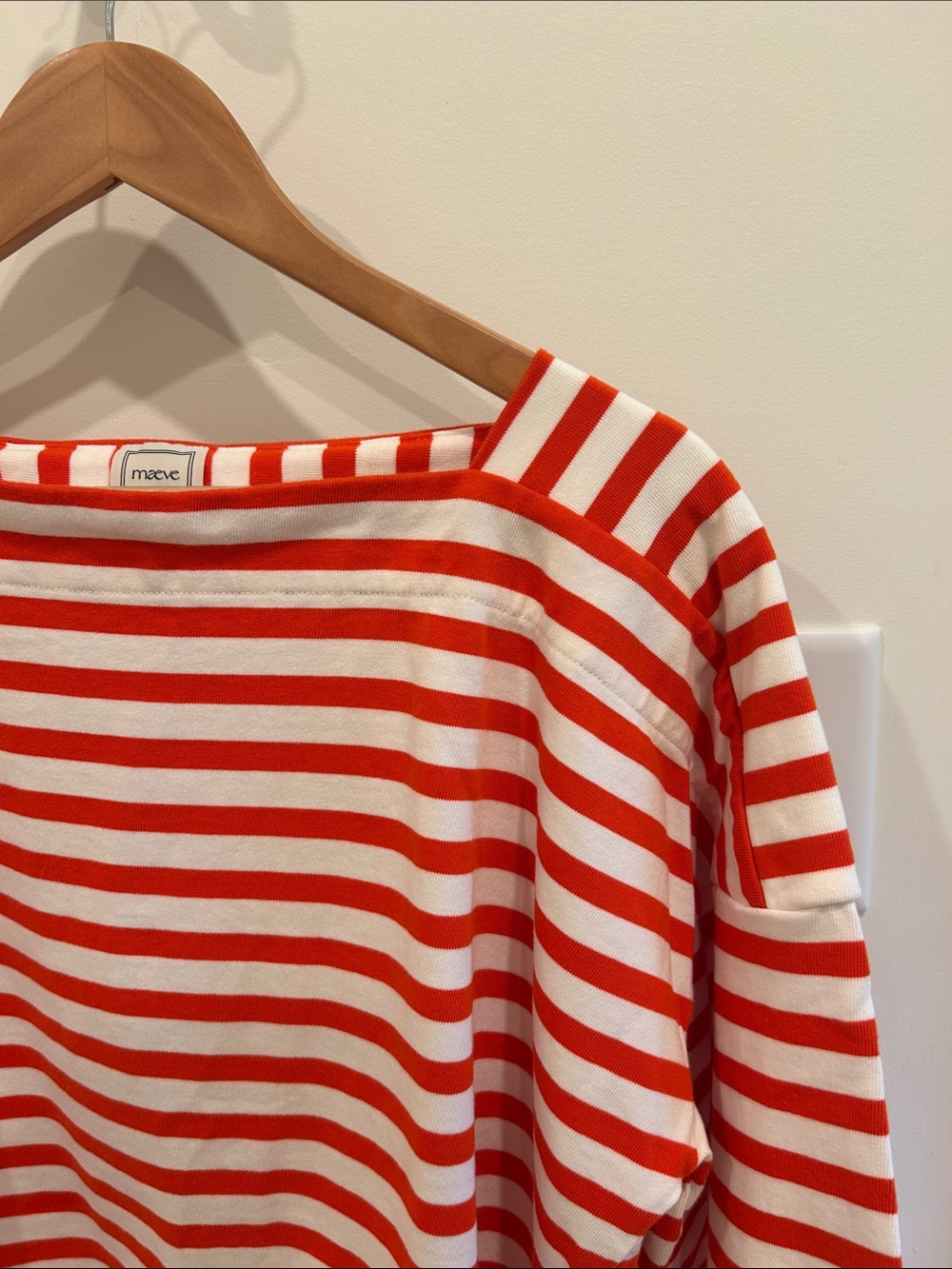 Maeve Red and White Striped Long Sleeve Top